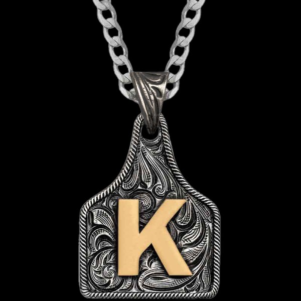 Medium Initial Cow Tag Necklace 